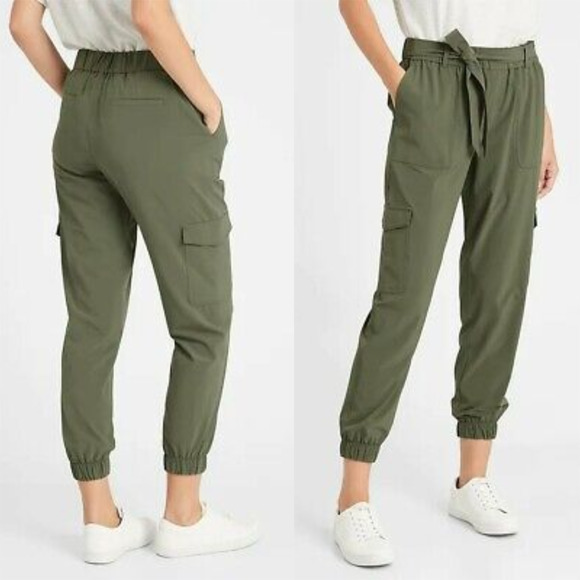 Banana Republic Pants - Banana Republic Tie Waist Cargo Jogger Pants Green Women's Size XXL H14705